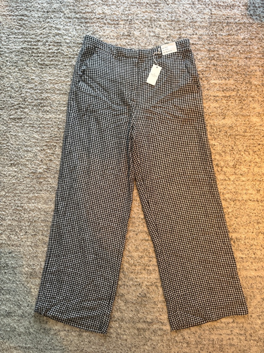 Abercrombie & Fitch Black & White Gingham Wide Leg Pants